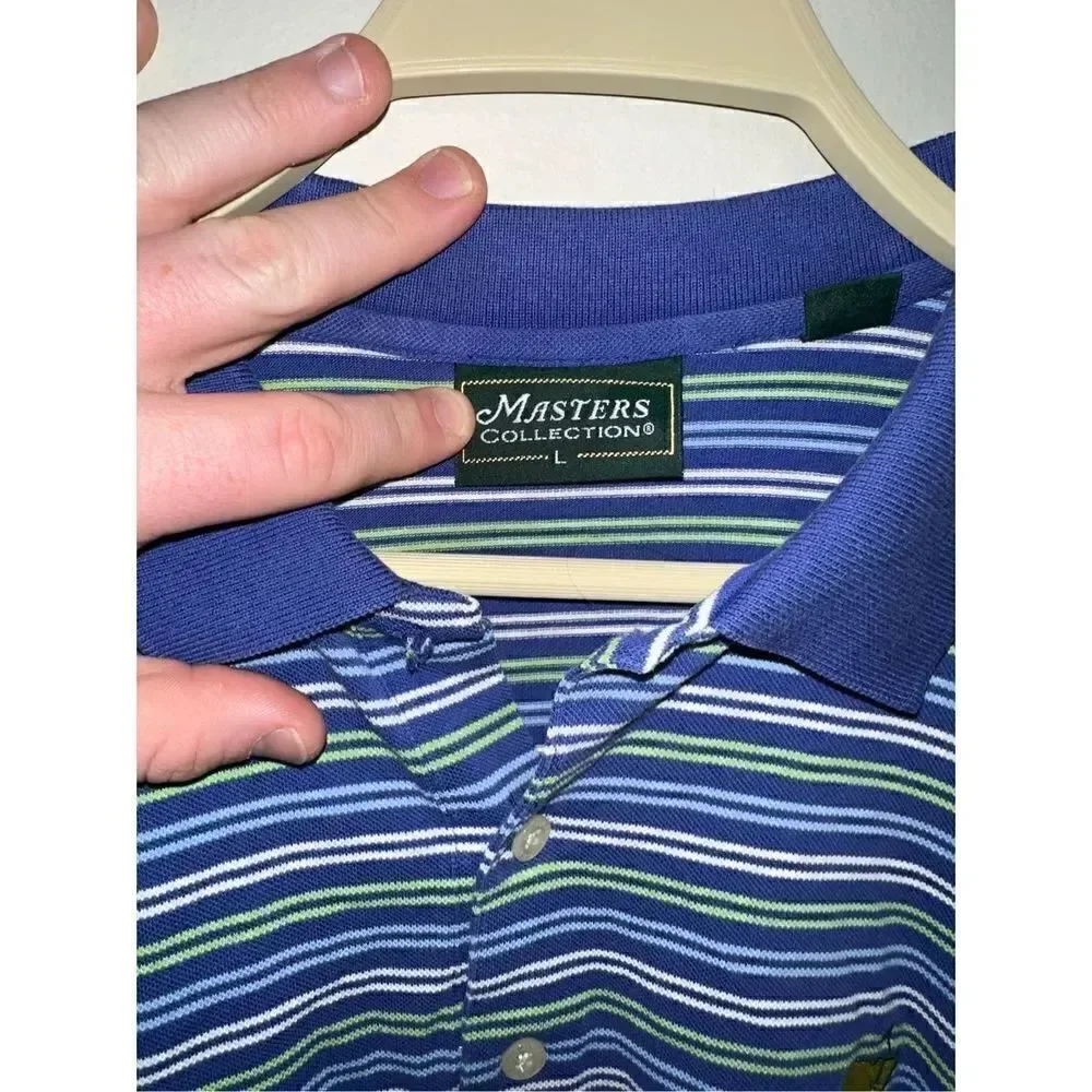 Masters Collection Men’s Collection Polo Striped Blue/ Green / White Polo Size L